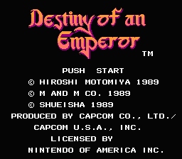 Destiny of an Emperor — Title screen