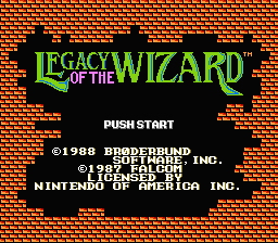 Legacy of the Wizard — Title screen