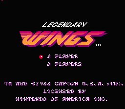 Legendary Wings — Title screen
