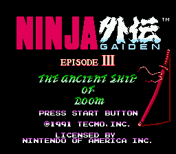Ninja Gaiden III : The Ancient Ship of Doom — Title screen