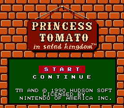 Princess Tomato in the Salad Kingdom — Title screen