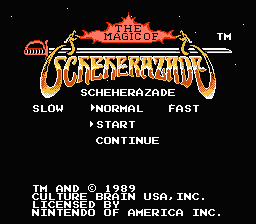 The Magic of Scheherazade — Title screen