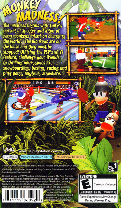 Ape Escape : On the Loose — Box back