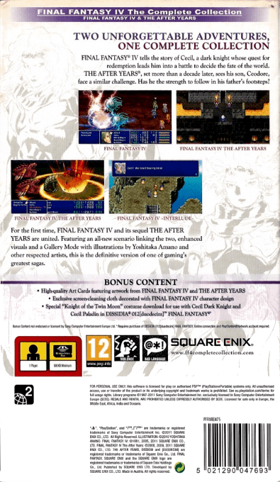 Final Fantasy IV : The Complete Collection — Box back