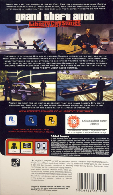 Grand Theft Auto : Liberty City Stories — Box back