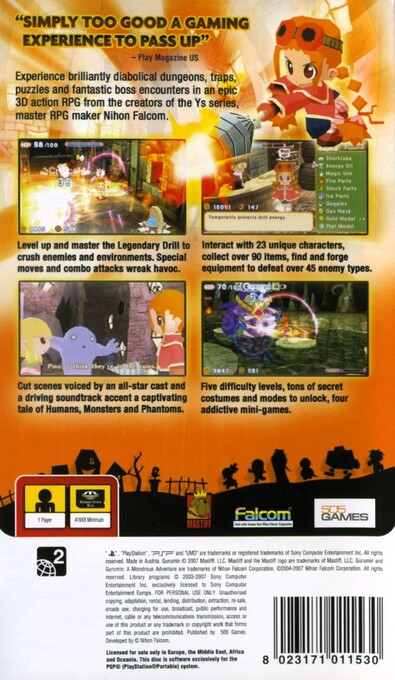 Gurumin : A Monstrous Adventure — Box back