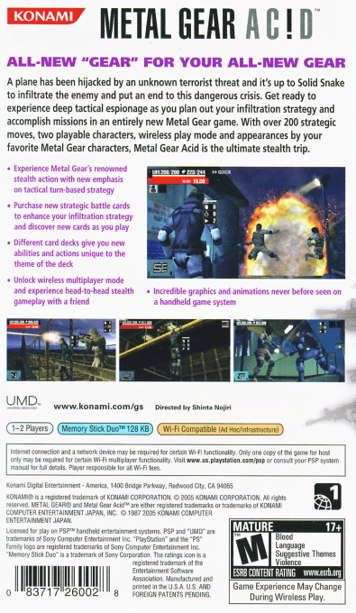 Metal Gear Ac!d — Box back