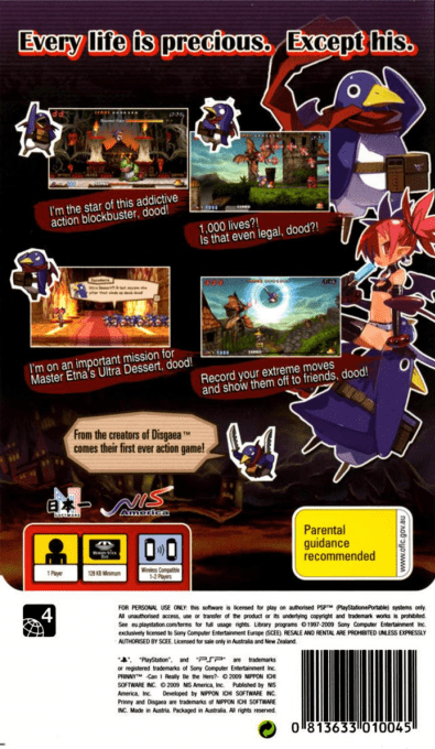 Prinny : Can I Really Be the Hero — Box back