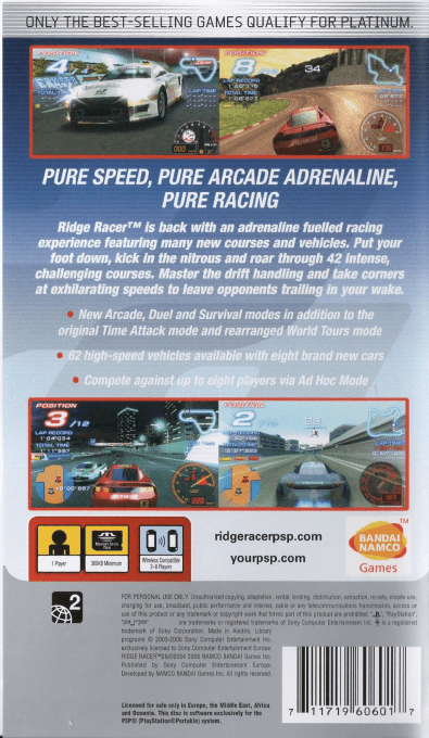 Ridge Racer — Box back