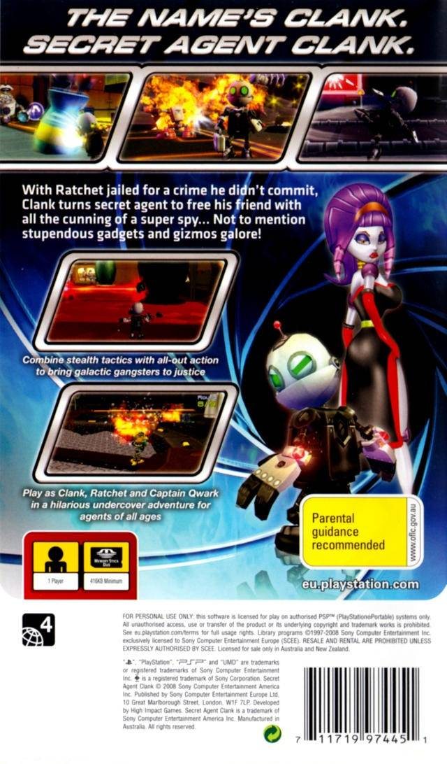 Secret Agent Clank — Box back