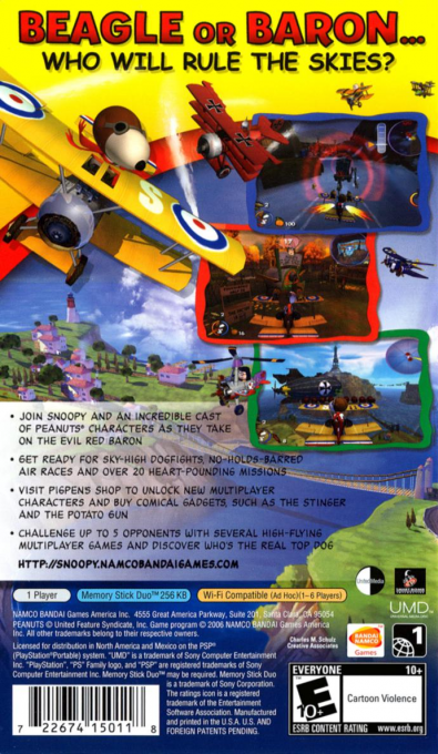 Snoopy vs the Red Baron — Box back
