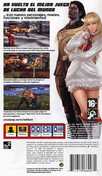 Tekken : Dark Resurrection — Box back