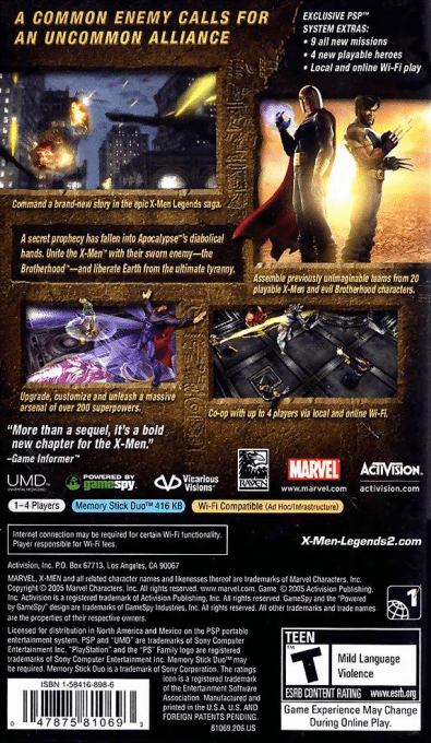 X-Men Legends II : Rise of Apocalypse — Box back