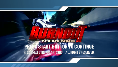Burnout Legends — Title screen