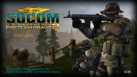 SOCOM : U.S. Navy SEALs, Fireteam Bravo 2 — Title screen