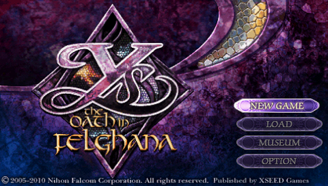 Ys : The Oath in Felghana — Title screen