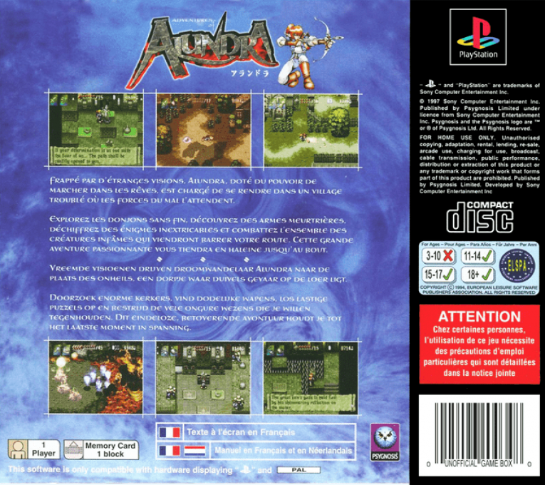 Alundra — Box back