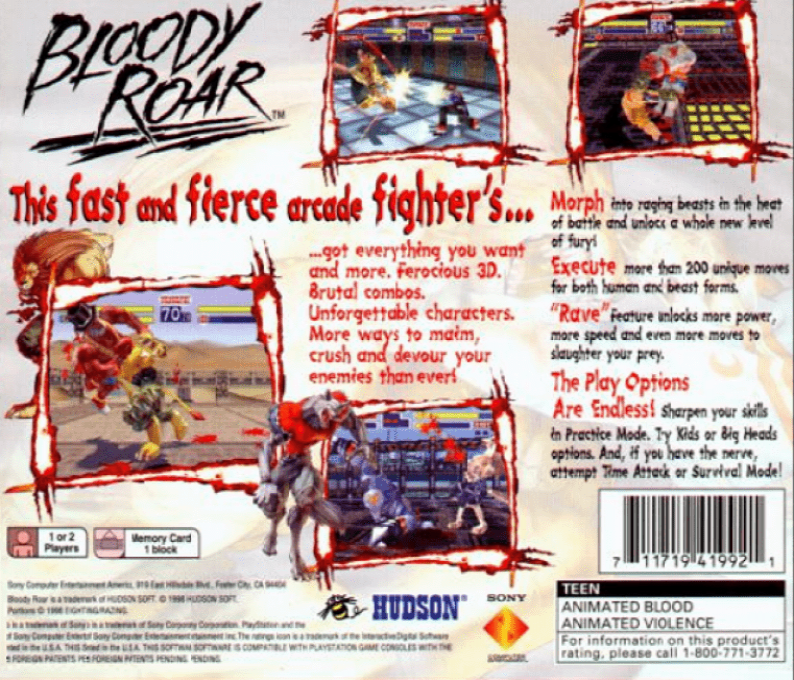 Bloody Roar — Box back
