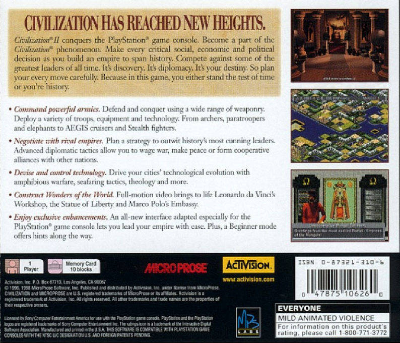 Civilization II — Box back