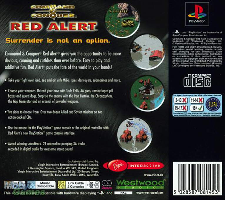 Command & Conquer : Red Alert (Soviet Disc) — Box back