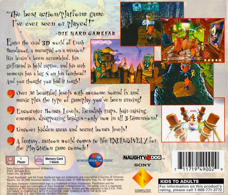 Crash Bandicoot — Box back
