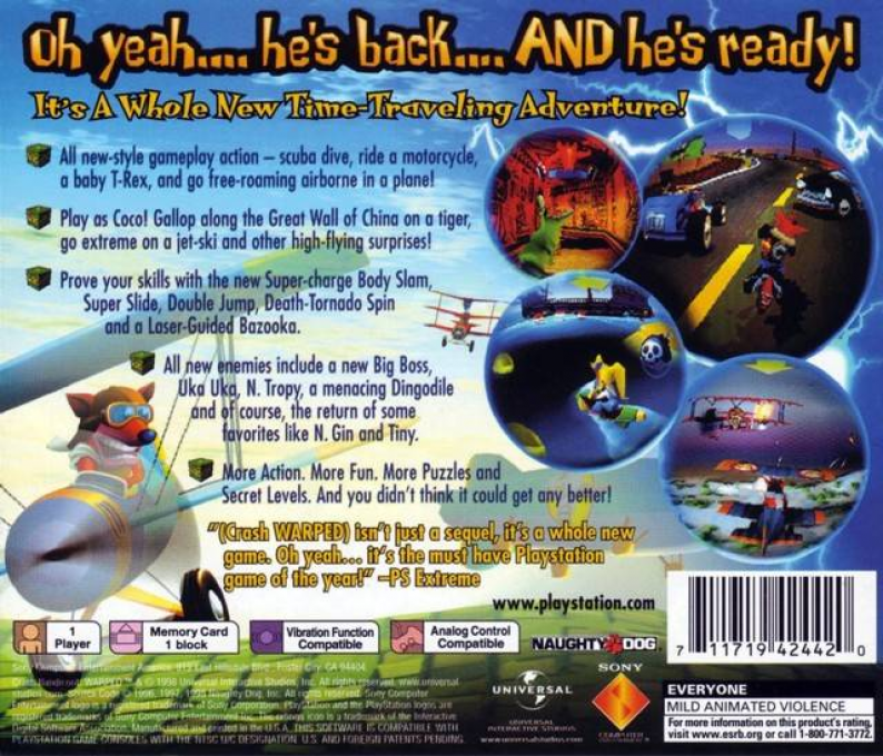 Crash Bandicoot : Warped — Box back