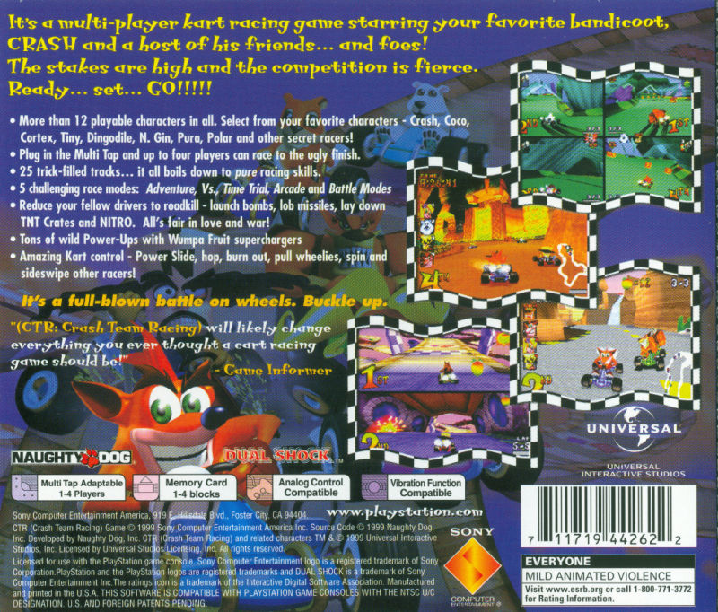 Crash Team Racing — Box back