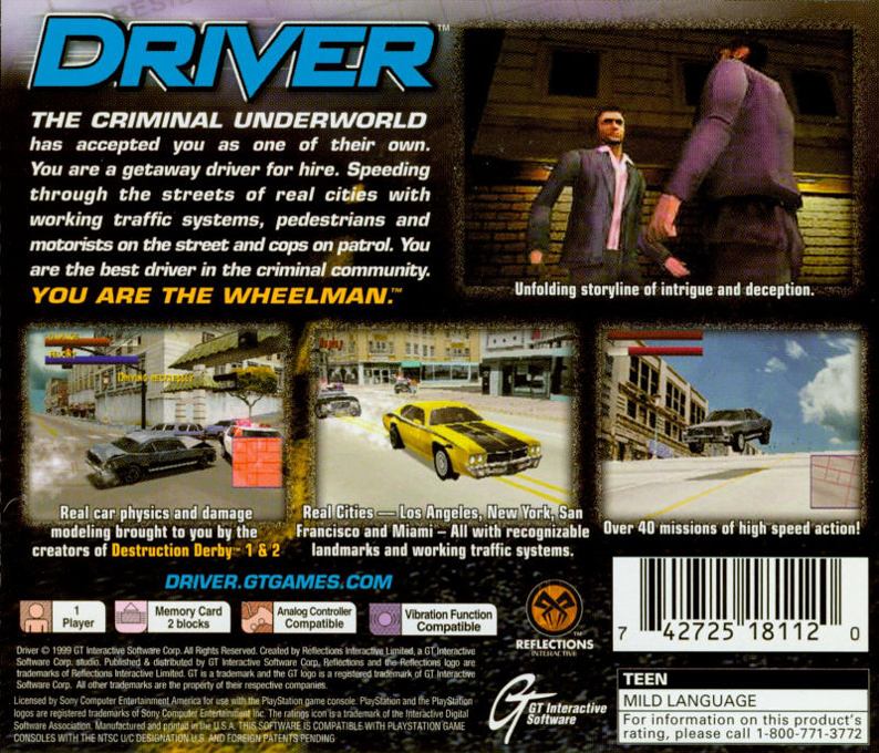 Driver : You Are the Wheelman — Box back