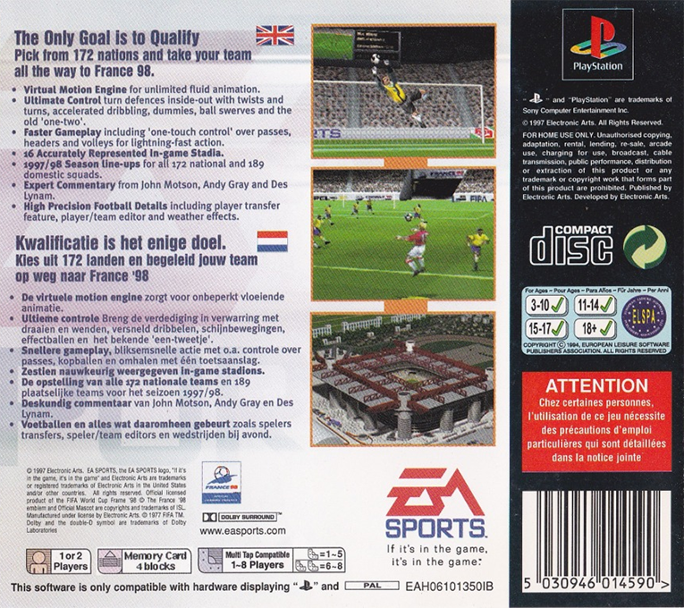 FIFA : Road to World Cup 98 — Box back