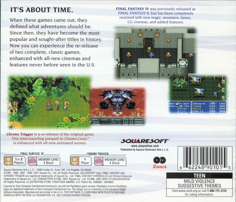 Final Fantasy Chronicles : Final Fantasy IV — Box back