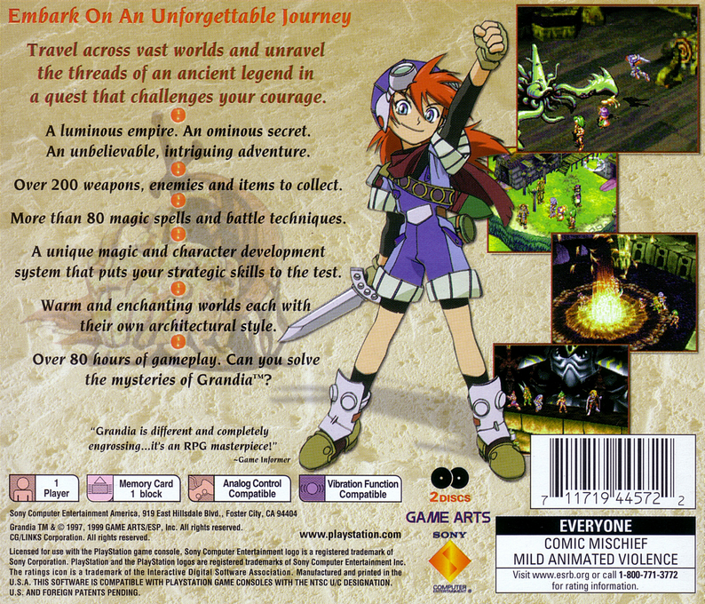 Grandia — Box back