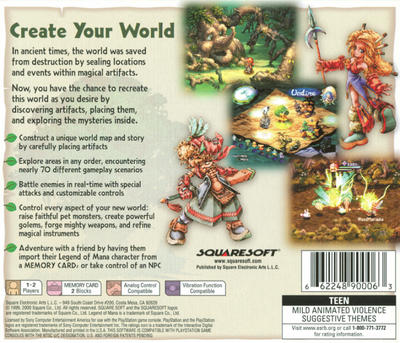 Legend of Mana — Box back