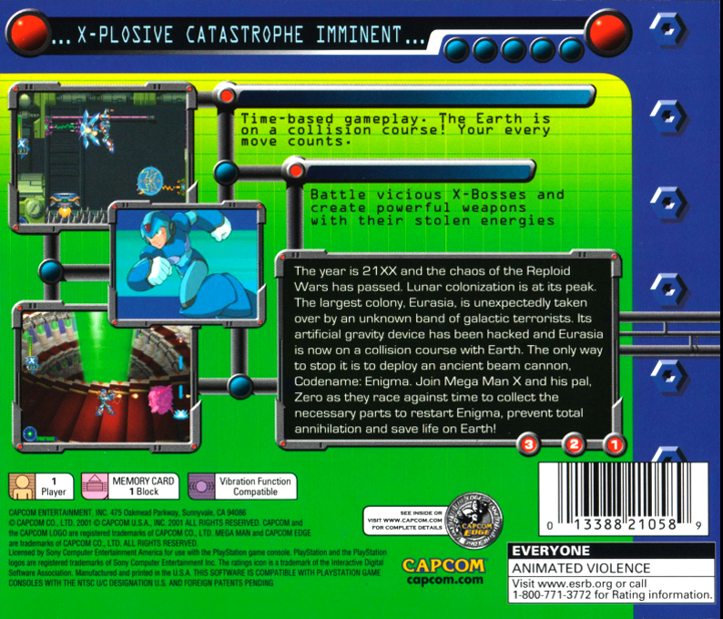 Mega Man X5 — Box back