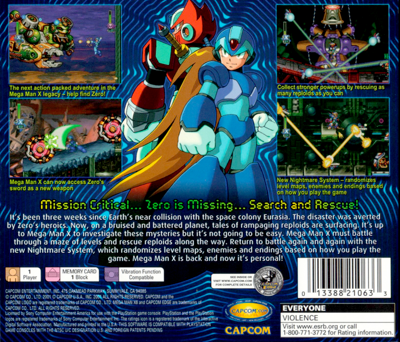 Mega Man X6 — Box back