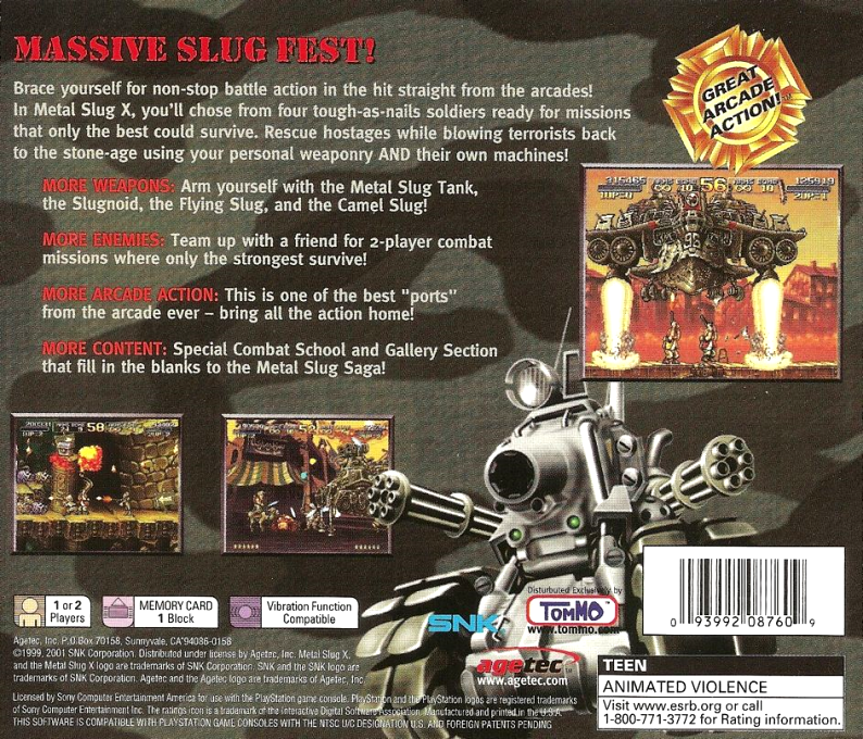 Metal Slug X — Box back