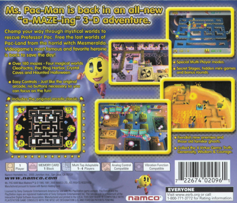 Ms. Pac-Man Maze Madness — Box back