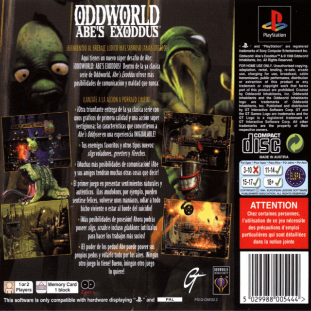 Oddworld : Abe's Exoddus — Box back