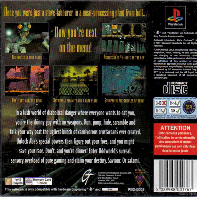 Oddworld : Abe's Oddysee — Box back