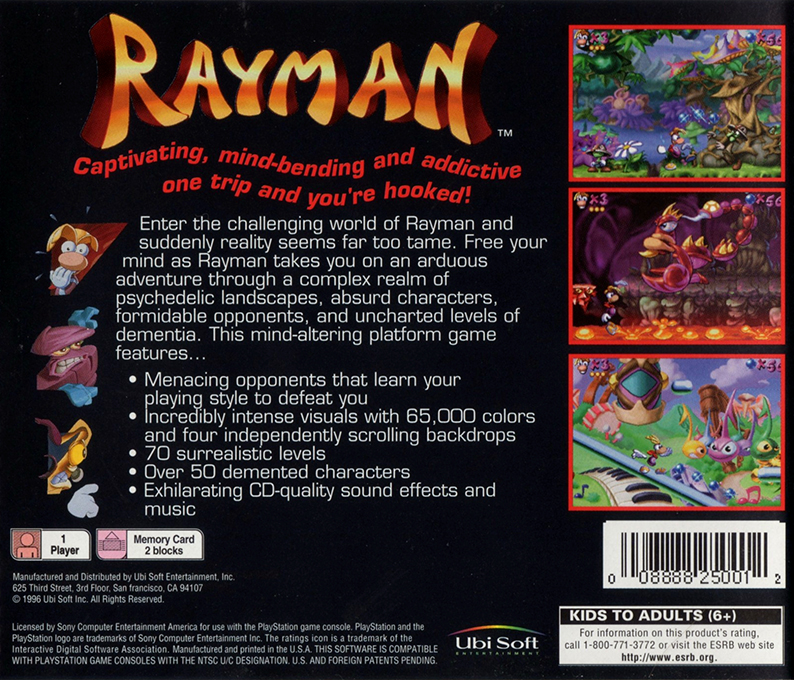 Rayman — Box back