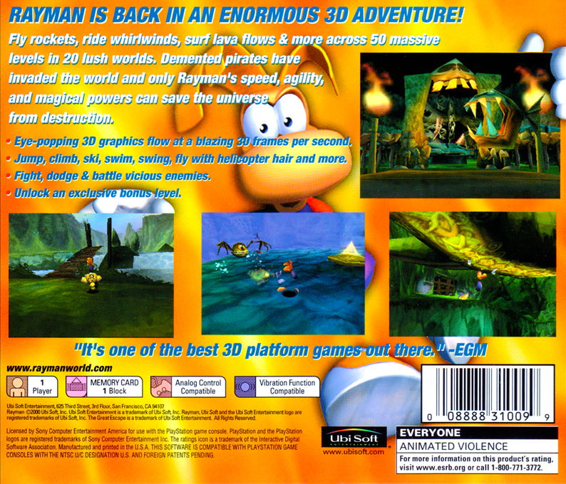 Rayman 2 : The Great Escape — Box back