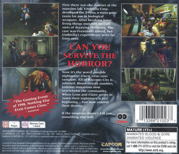 Resident Evil 2 — Box back
