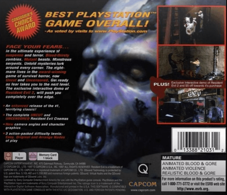 Resident Evil : Director's Cut — Box back