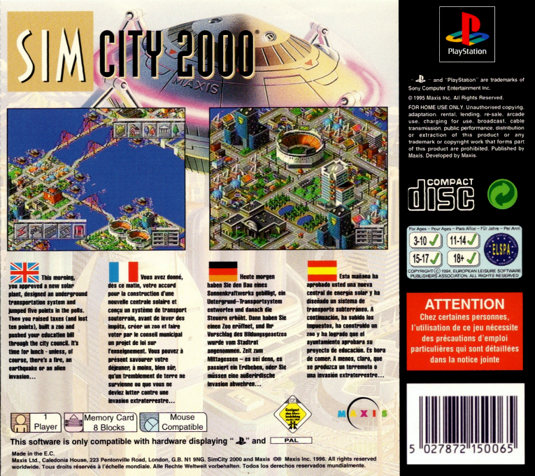 SimCity 2000 — Box back
