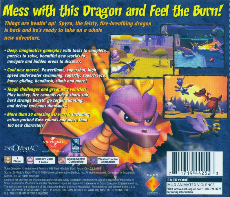 Spyro 2 : Ripto's Rage! — Box back