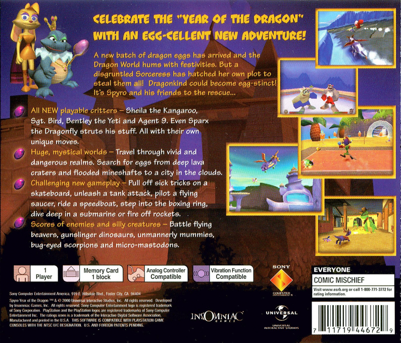 Spyro : Year of the Dragon — Box back