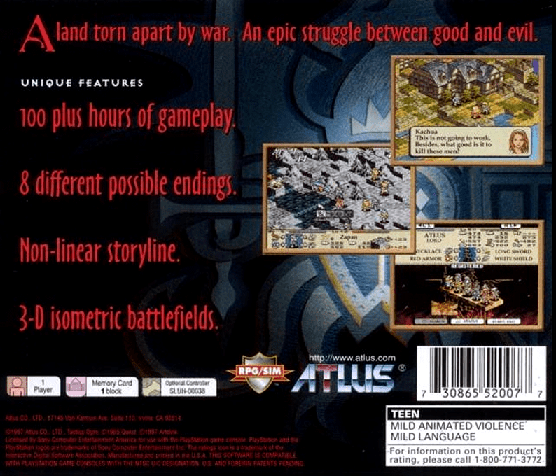 Tactics Ogre — Box back
