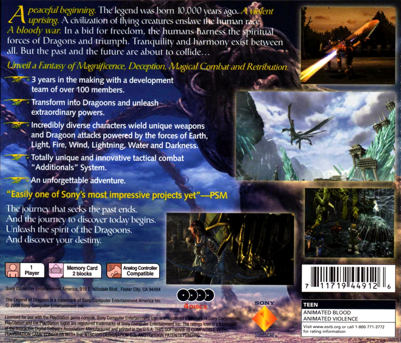 The Legend of Dragoon — Box back