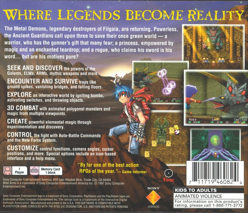 Wild Arms — Box back