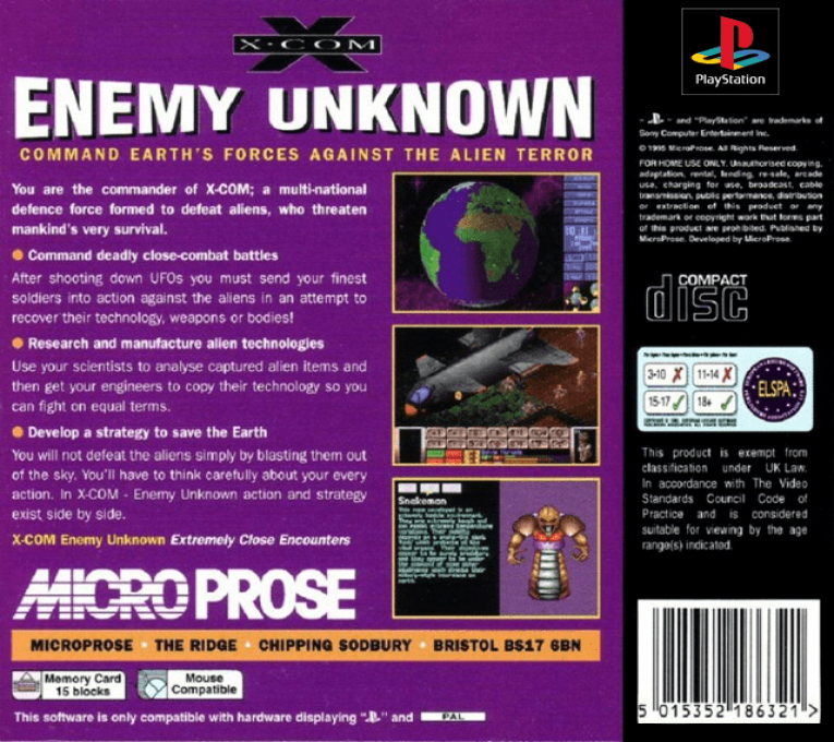 X-COM : UFO Defense — Box back