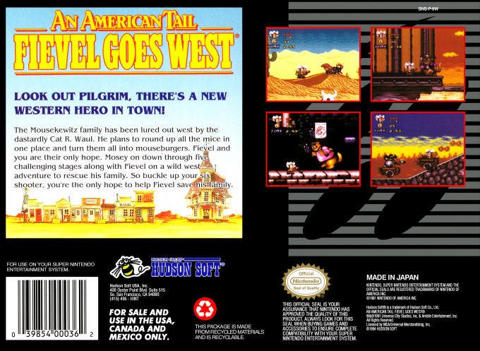 An American Tail : Fievel Goes West — Box back